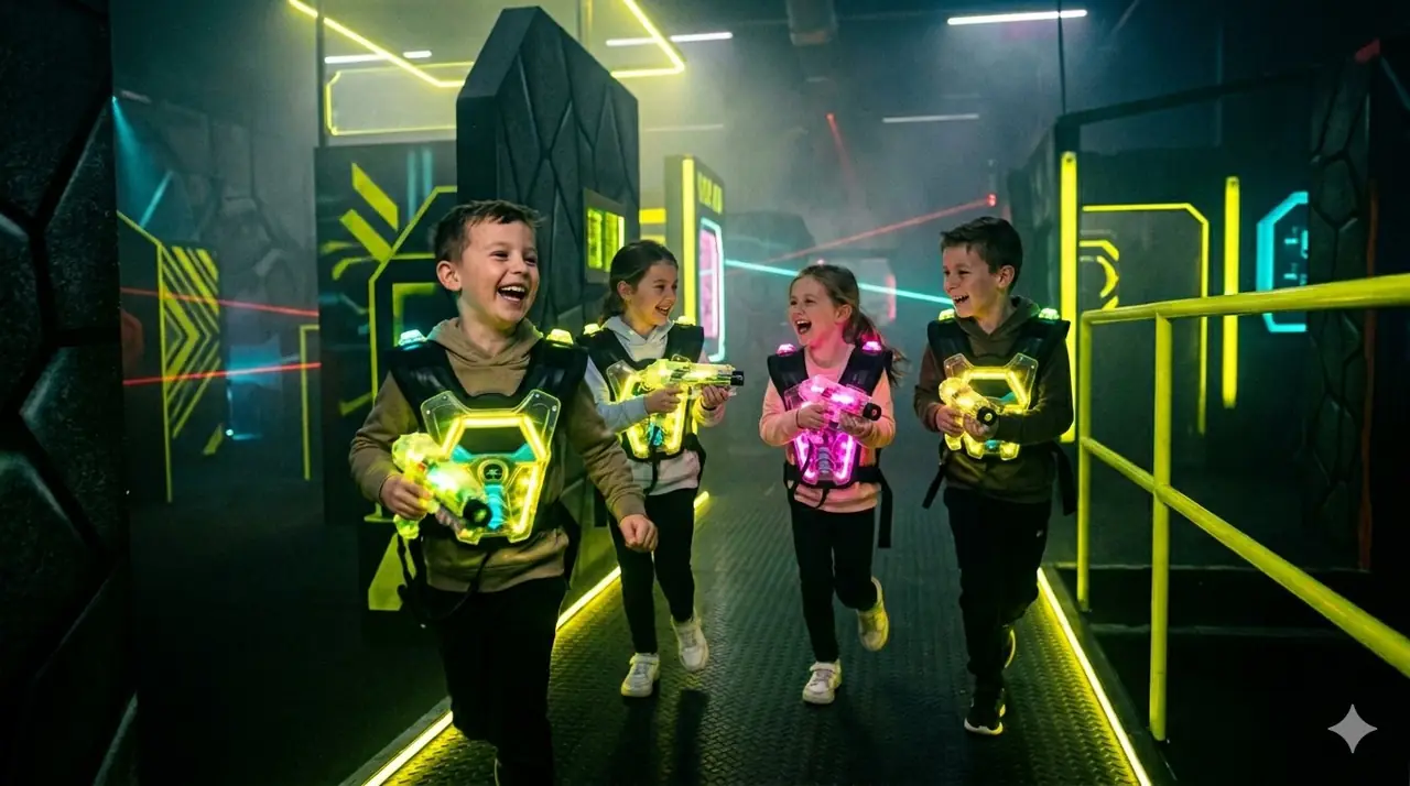 Kinder spielen Laserplay in der Kids-Arena