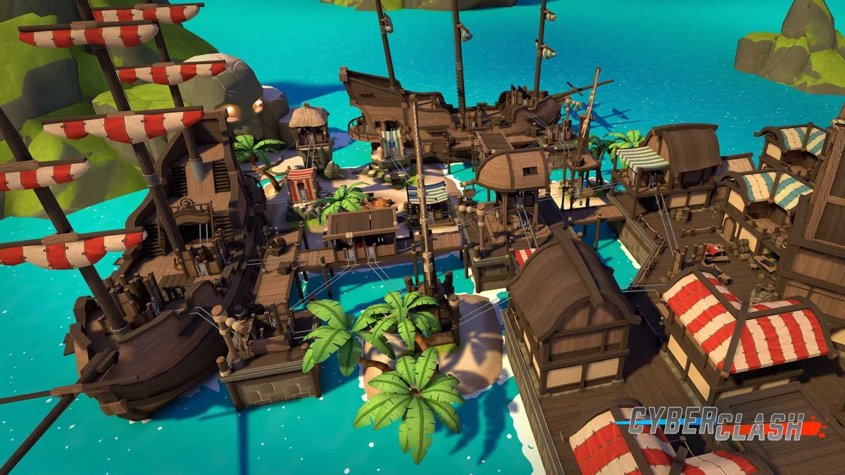 Piratenbucht-Umgebung in Cyberclash bei der VEX VR Arena
