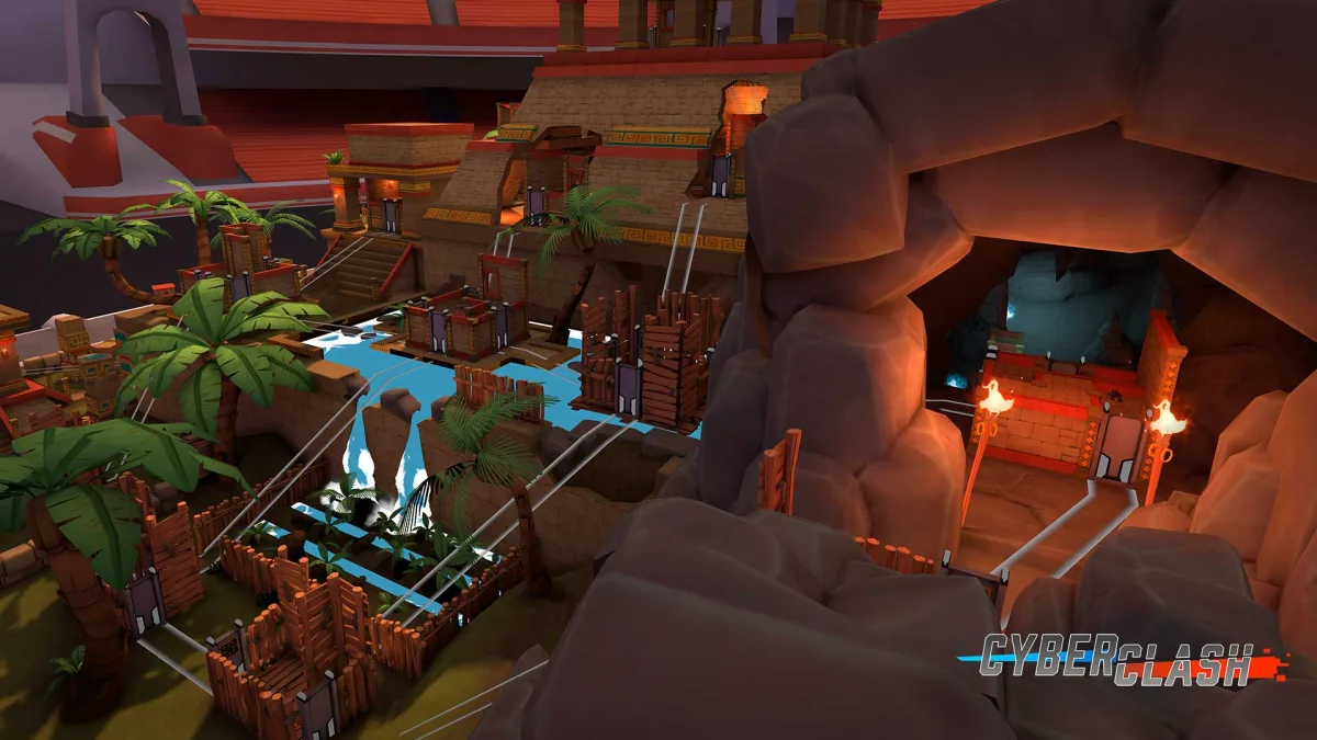 Tempel-Umgebung in Cyberclash bei der VEX VR Arena